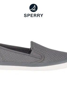 Sperry Women's Gray Seaside Perforated Lined Varsity Slip-On Sneakers STS84404